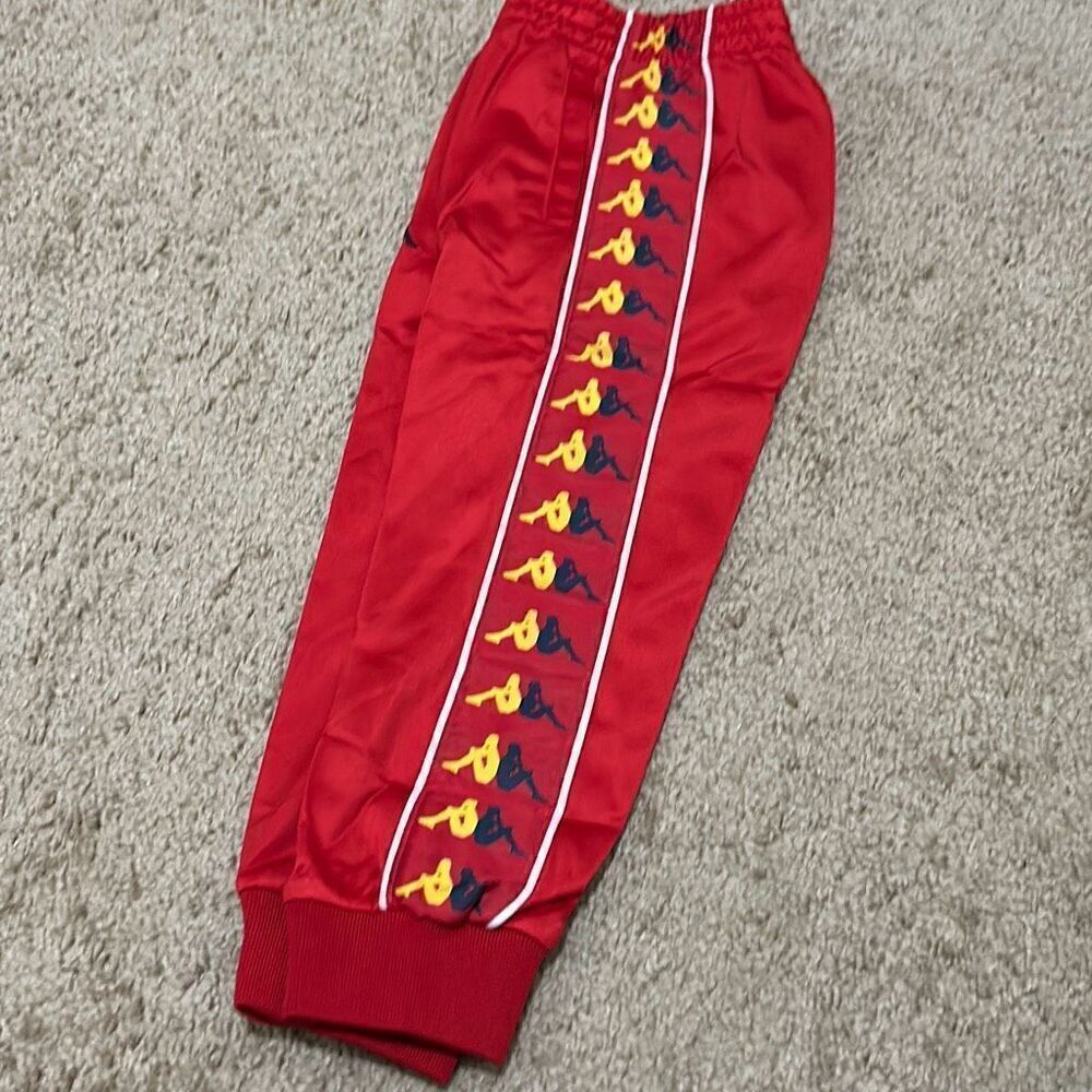 Kappa Youth 3 Banda Taggart Man Logo Track Pant Jogger Red Sporty Loungewear New